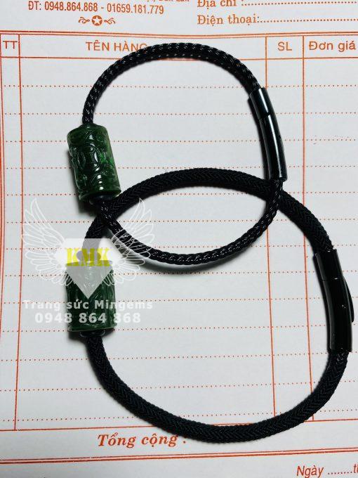 Lắc Tay Cặp Lu Thống Ngọc Bích chạm hoa văn kim tiền Tài Lộc Cá Tính