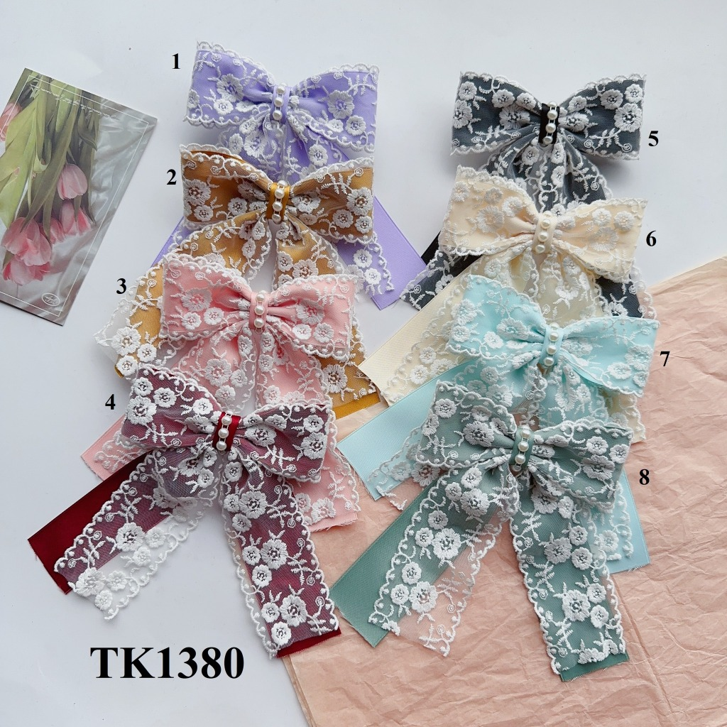 [TK1380] KẸP NƠ REN HOA SIÊU HOT - HÀNG THIẾT KẾ