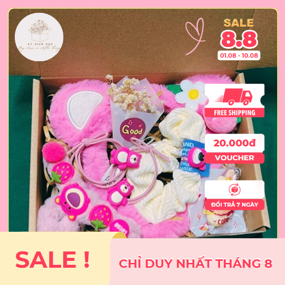 Box set hộp quà gấu dâu thủ công siêu dễ thương