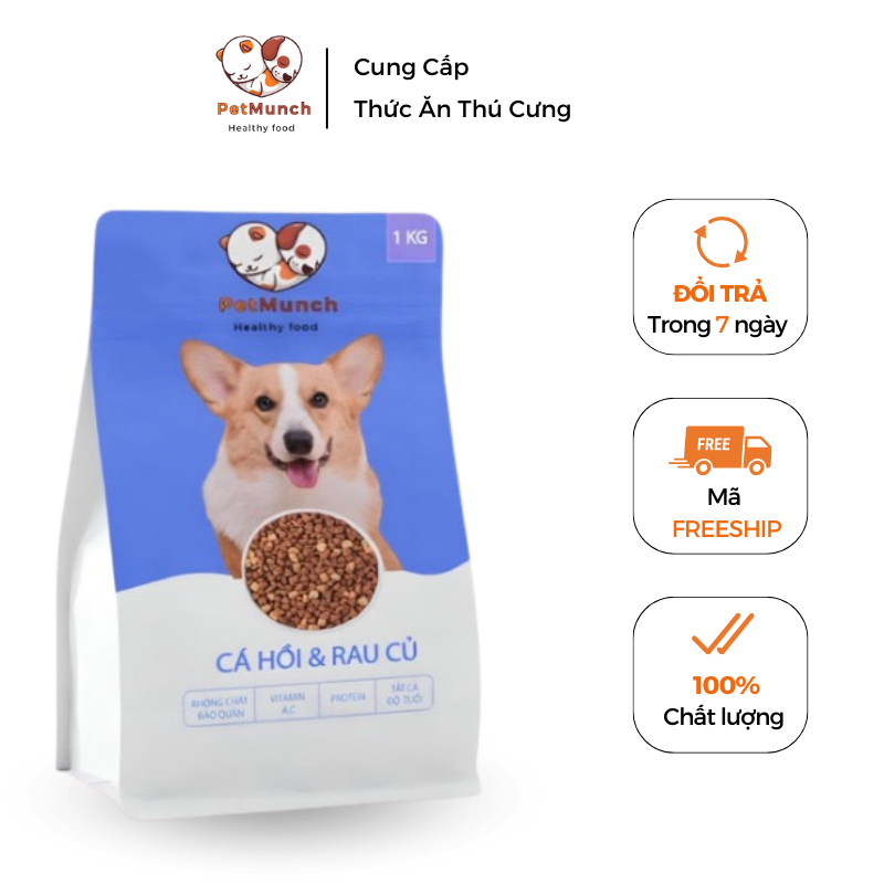 Thức ăn cho chó PetMunch vị Cá hồi x Rau củ 1kg