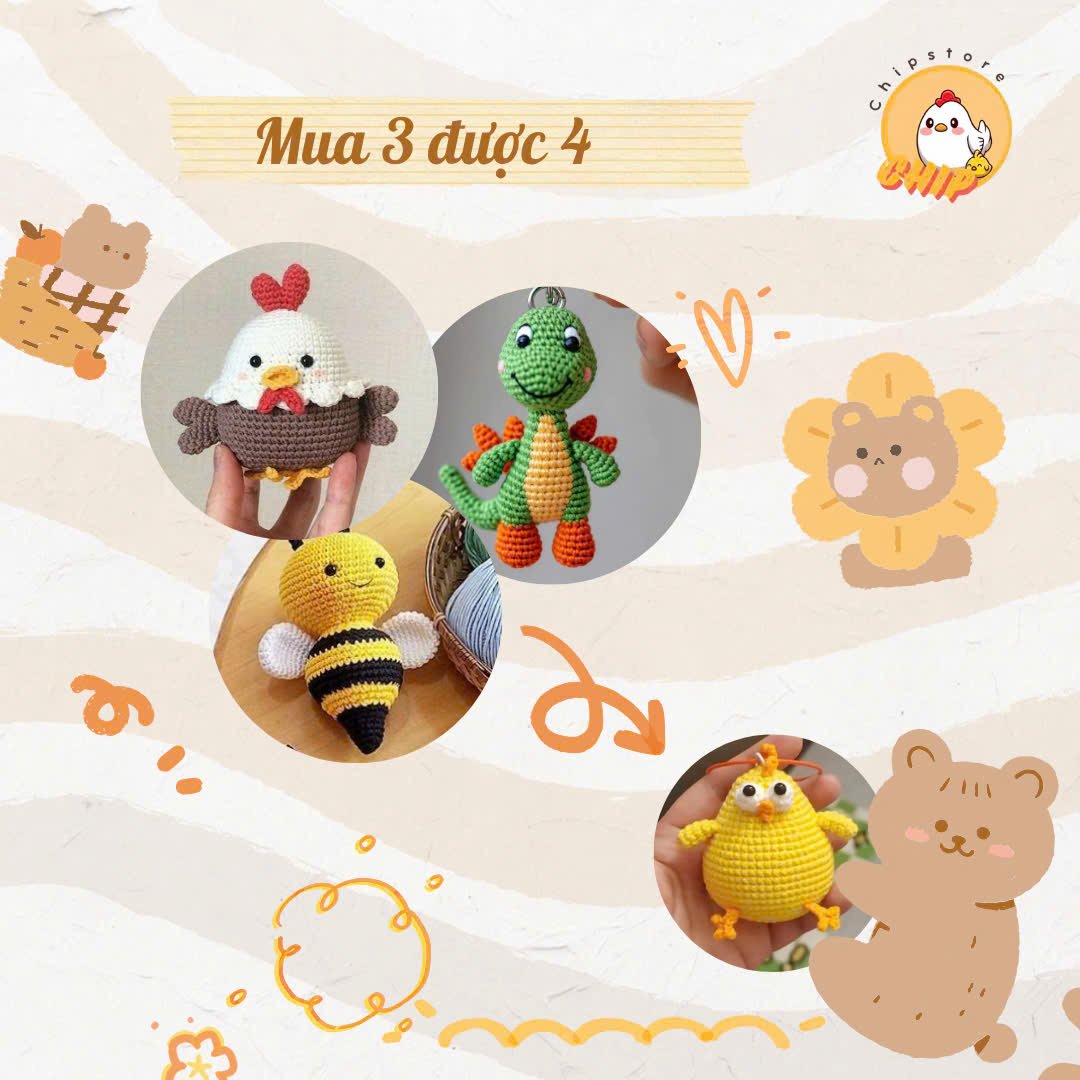 COMBO 3 móc khoá tặng ngay em gà hot hit