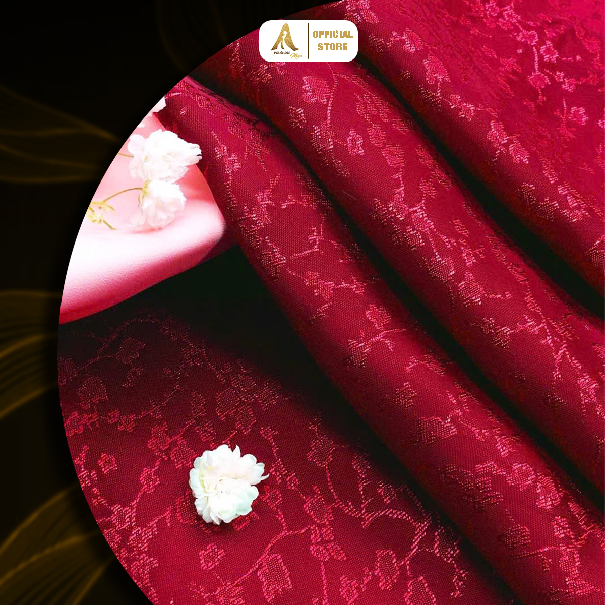 Vải Gấm hoa đỏ thướt tha