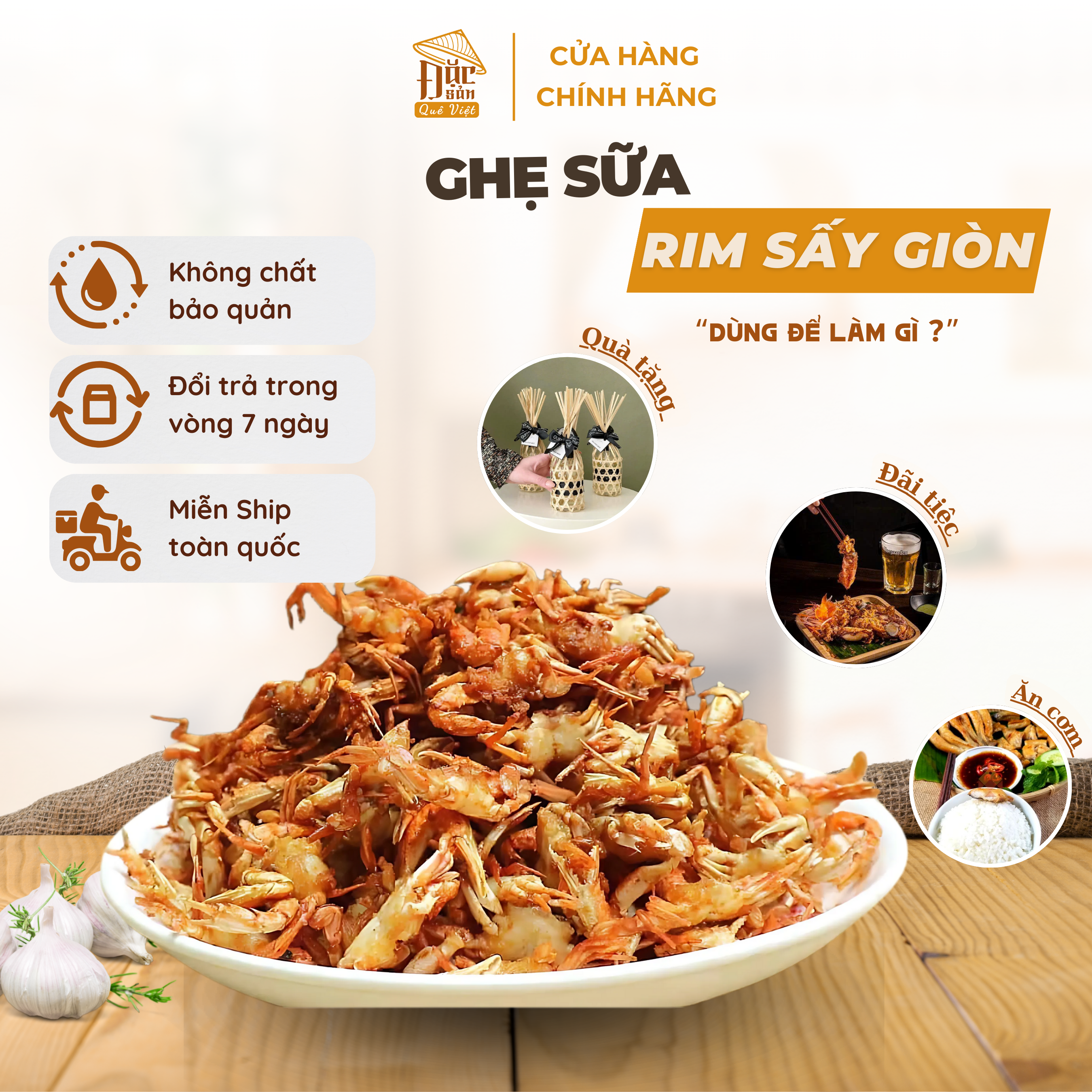 Ghẹ sữa rim giòn Đặc sản Quê Việt miền Trung loại 1 - giòn thơm ngon 200g