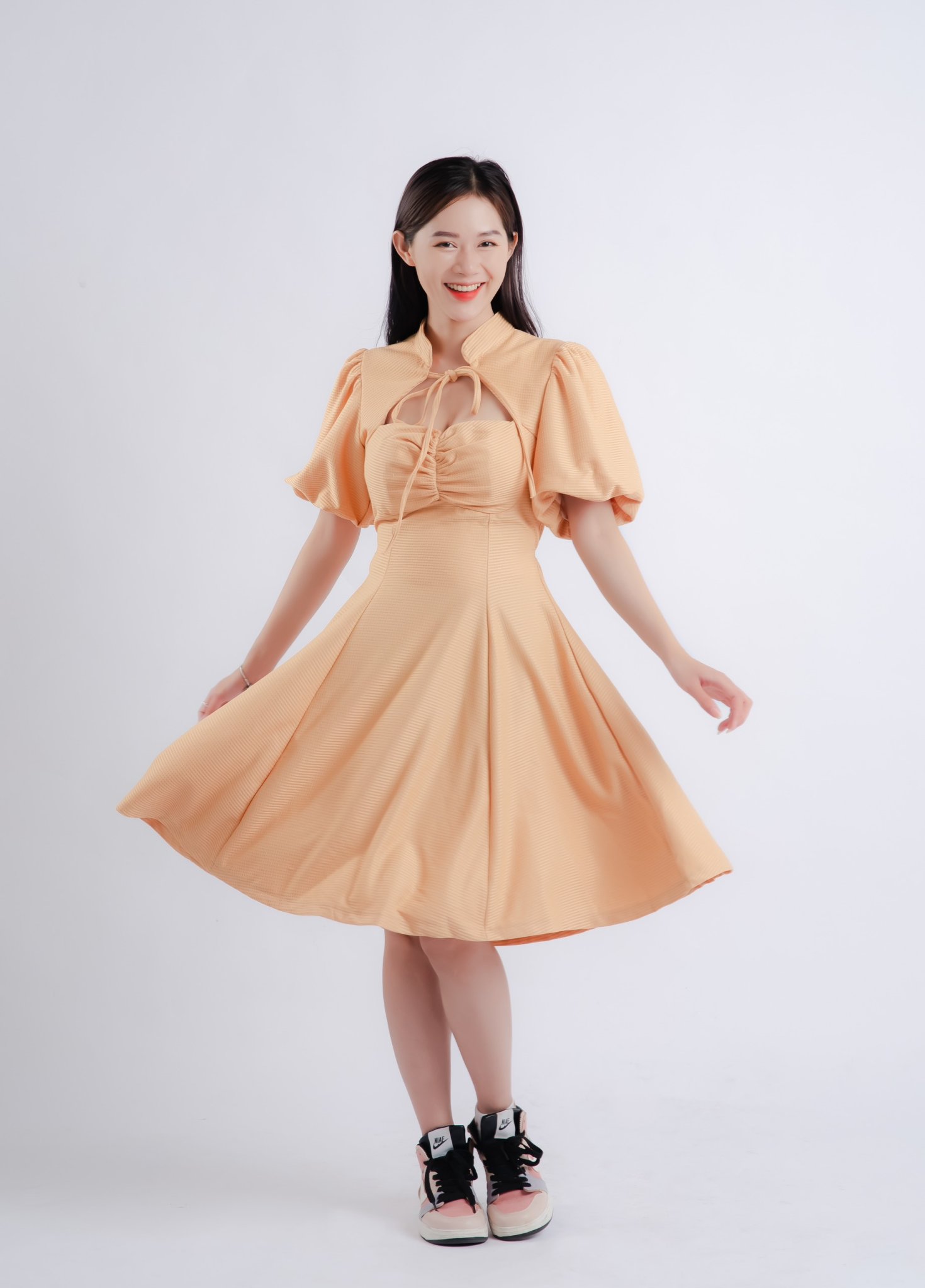 Đầm xoè tay phồng trẻ trung RB 051