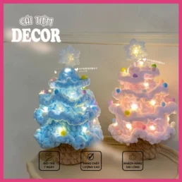 Phụ Kiện Noel Decor Với Cây Thông Len Kèm Đèn