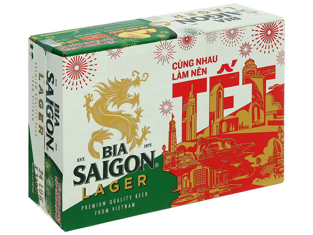 Thùng 24 lon bia Sài Gòn Lager 330ml