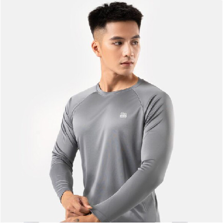 Áo thun thể thao dài tay nam màu xám đậm