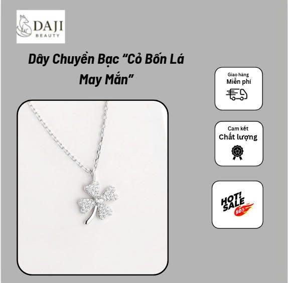 Dây Chuyền Bạc “Cỏ Bốn Lá May Mắn”