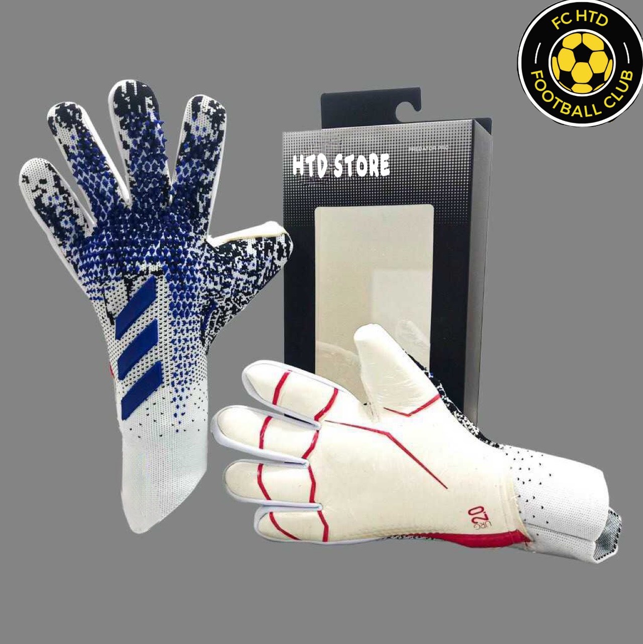 Găng Tay Thủ Môn HTD STORE Màu Xanh trắng
