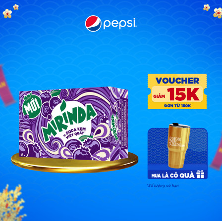 Thùng 24 Lon Nước Ngọt Có Gaz Mirinda Soda Kem Việt Quất (320ml/lon)