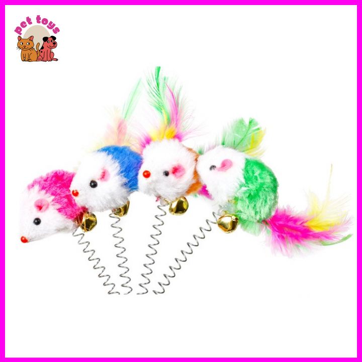 Chuột lò xo đế hít, đồ chơi cần câu tự tương tác cho mèo