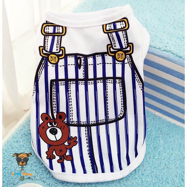 Áo thun cho mèo hình yếm sọc trắng đen