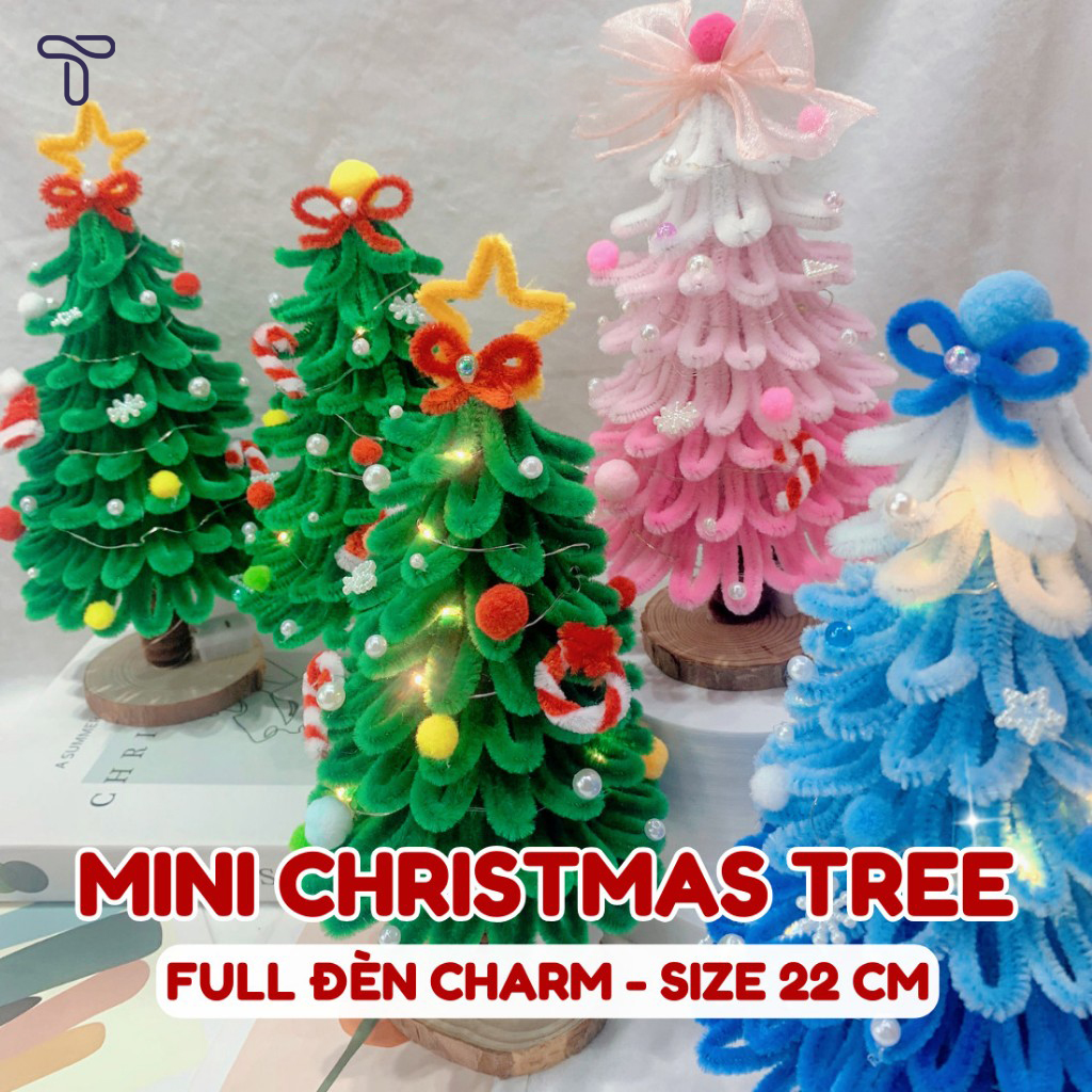Set Nguyên Liệu Cây Thông Mini Handmade 22cm Bằng Kẽm Nhung