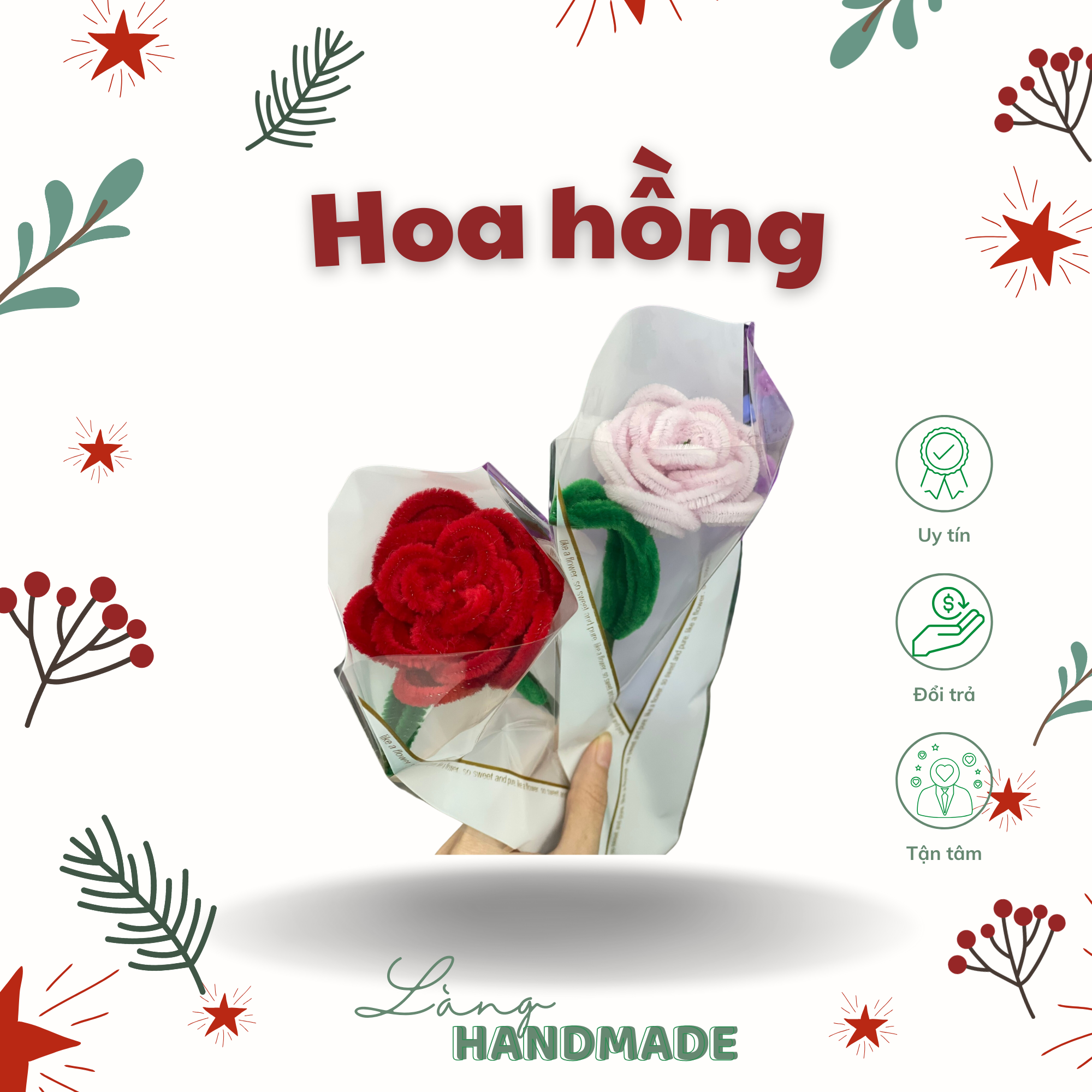 Hoa hồng len – Làng handmade