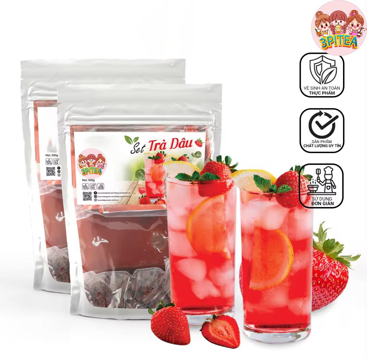 Set trà dâu 3Pitea