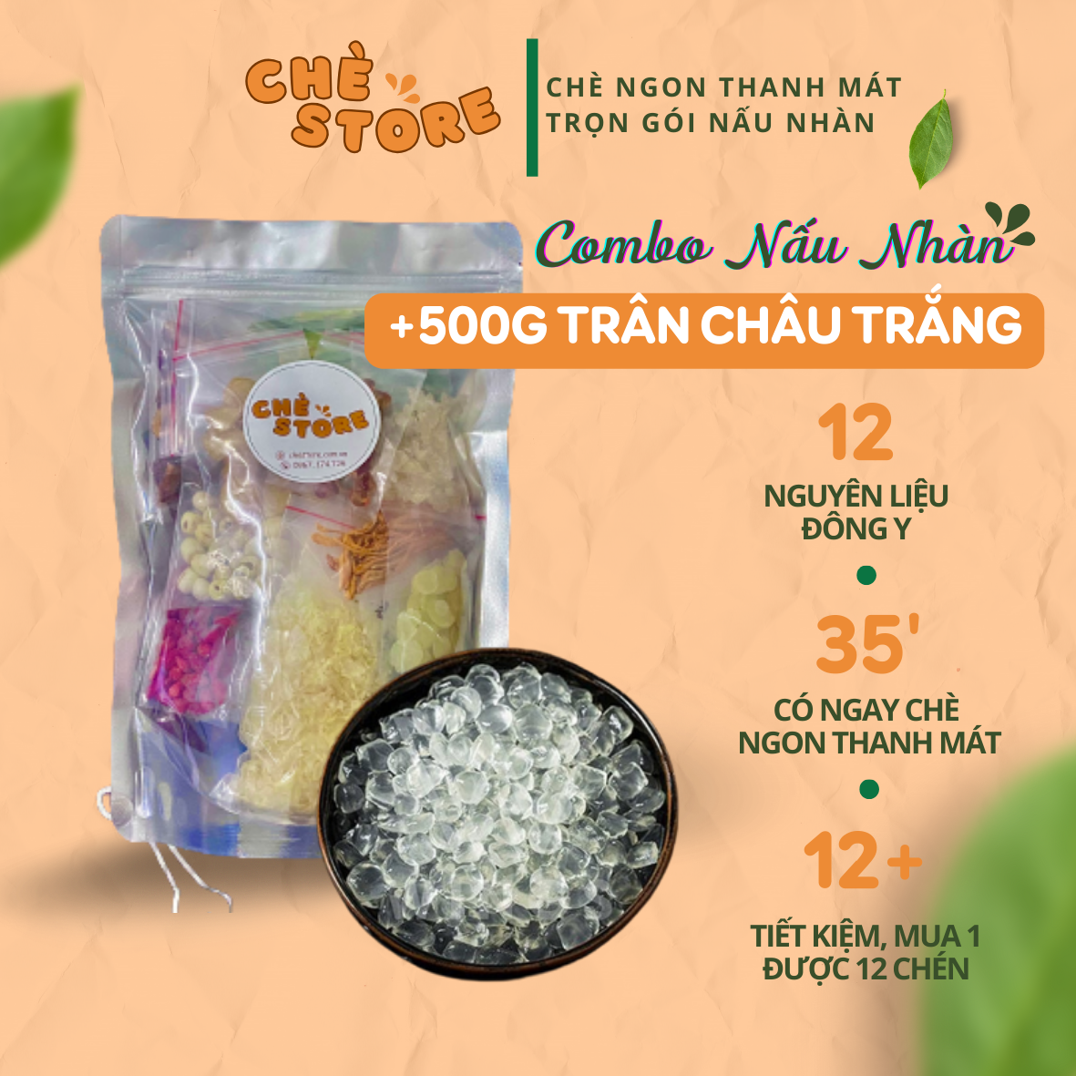 COMBO NẤU NHÀN MIX 150GRAM TRÂN CHÂU TRẮNG