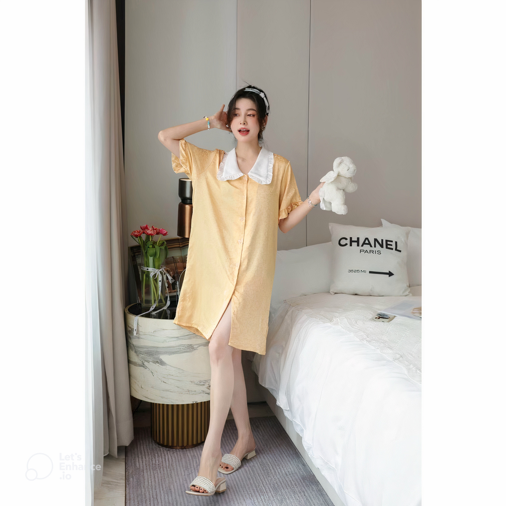 Abbey Clothing- Đầm ngủ sơ mi tiểu thư