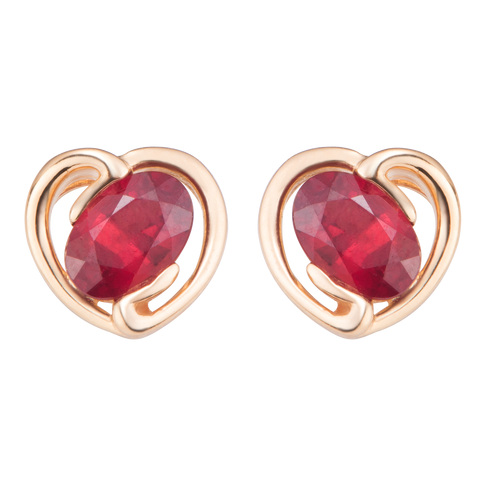 Bông tai vàng đính đá Ruby PNL Vàng 18k