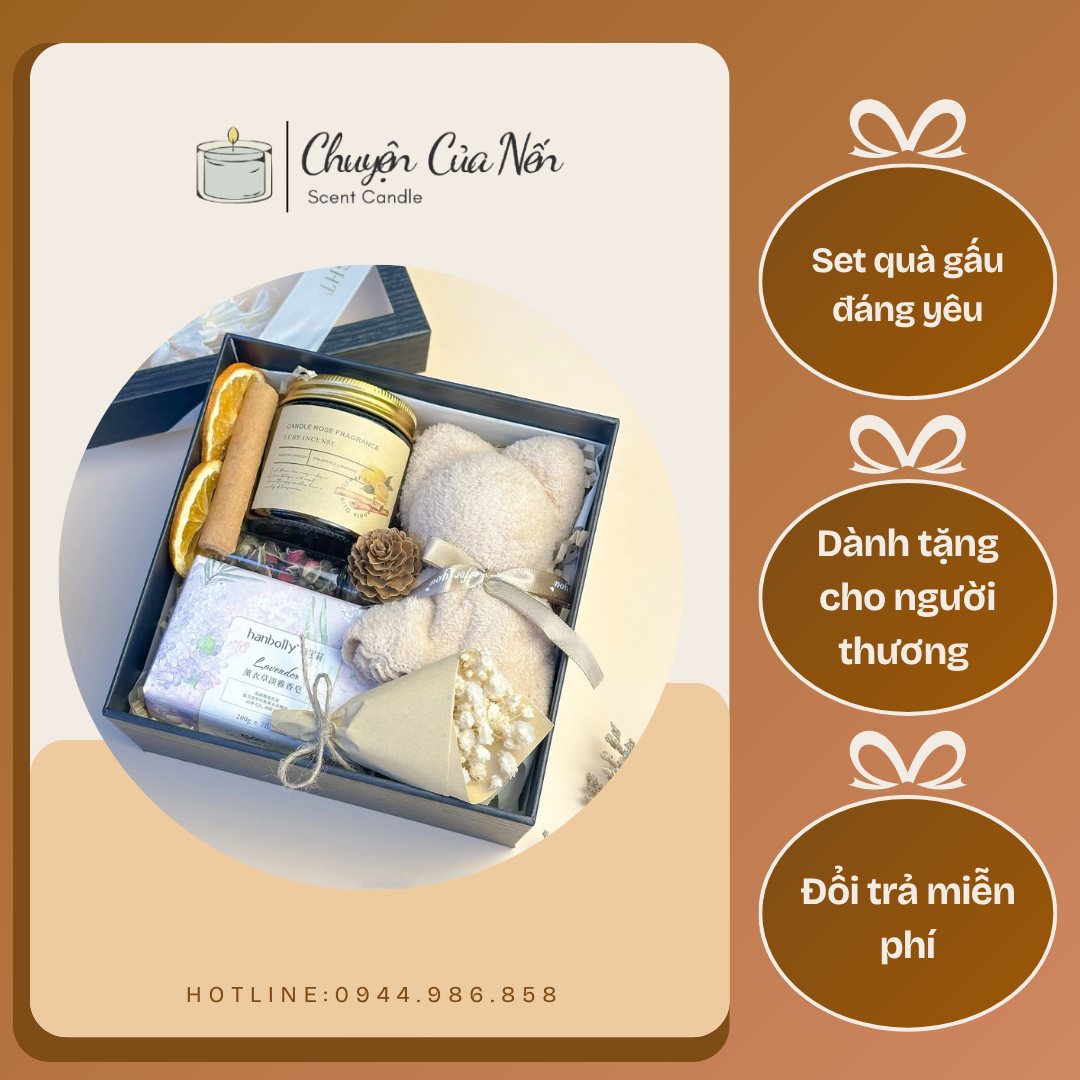 Set Quà Nến Thơm 10 Món Gấu Đáng Yêu – Chuyện Của Nến: Món Quà Thư Giãn Hoàn Hảo Cho Mọi Dịp