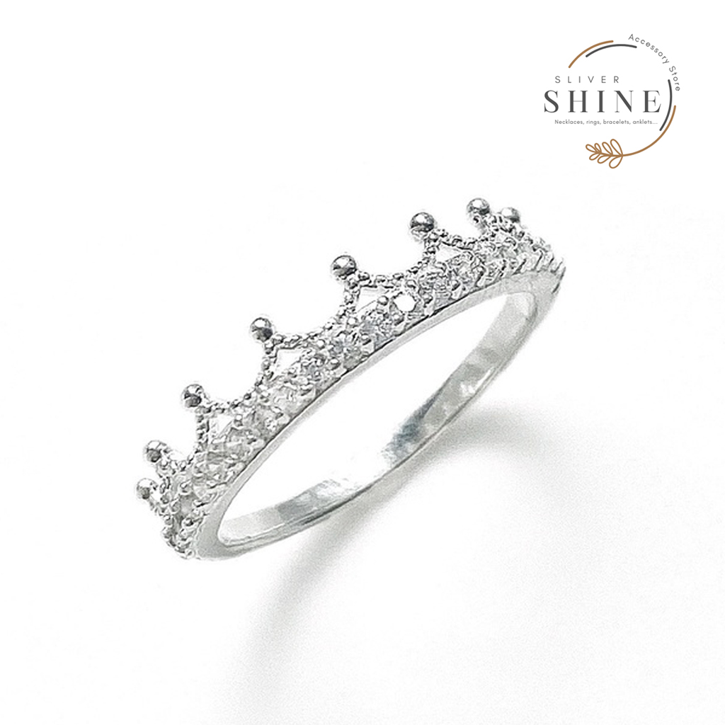 Nhẫn bạc đính đá vương miện