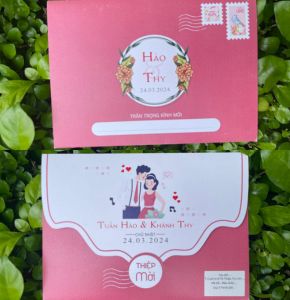 Thiệp cưới in ảnh màu đỏ | DQ-TTN19-255