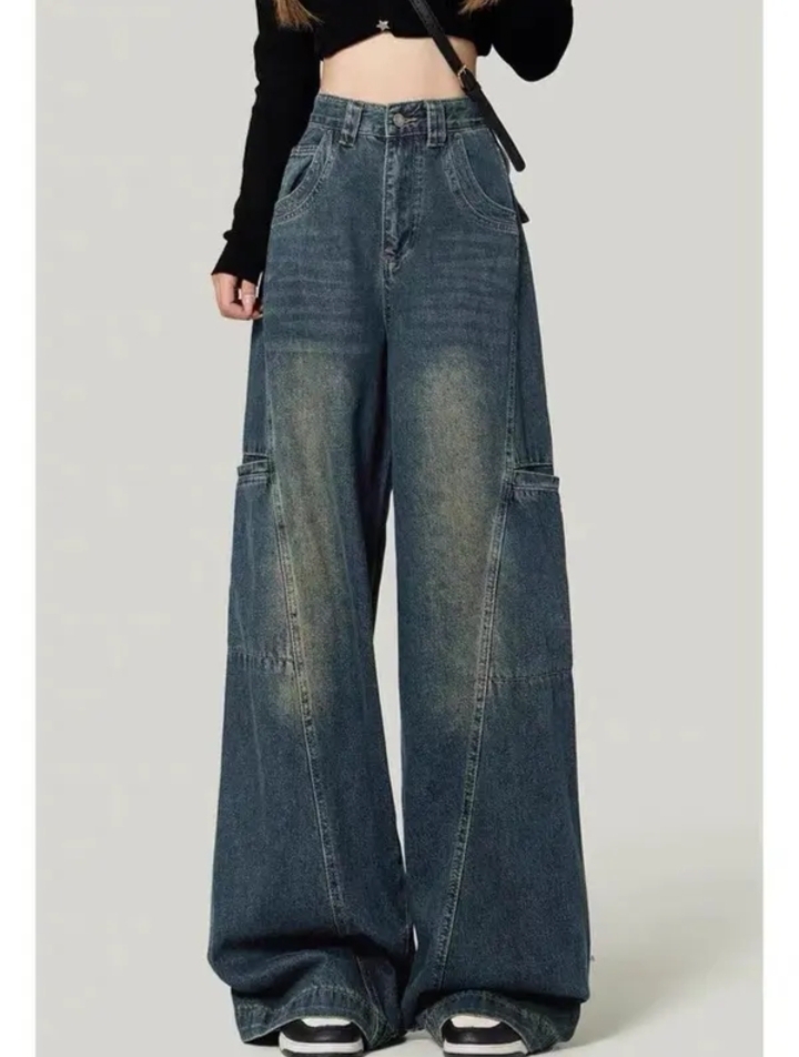 Quần jean nữ ống đứng phối túi hai bên ống