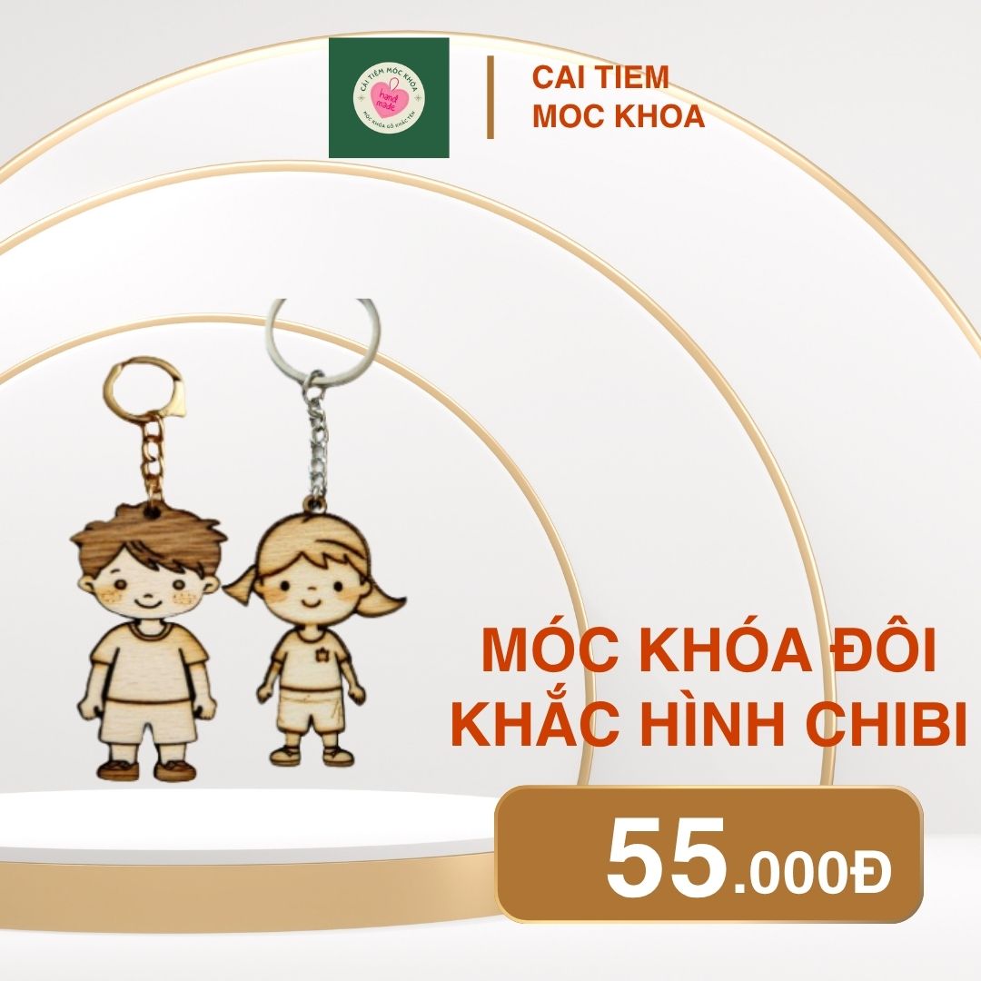 Móc Khóa đôi Khắc HÌnh ChiBi - Cái Tiệm Móc Khóa