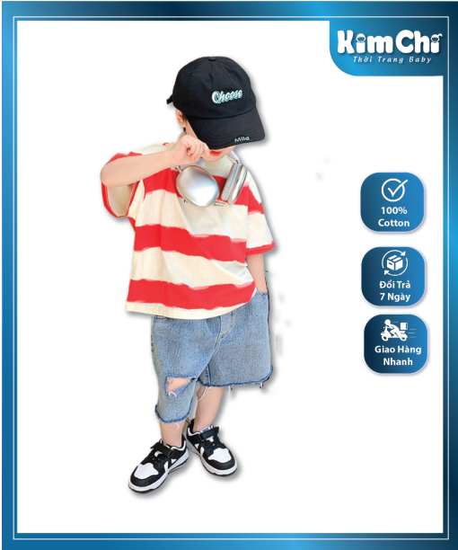 Áo Thun Bé Trai Sọc Ngang