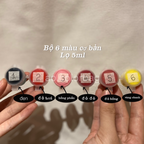 Màu Arcylic chiết lọ 5ml - Bộ 6 màu cơ bản