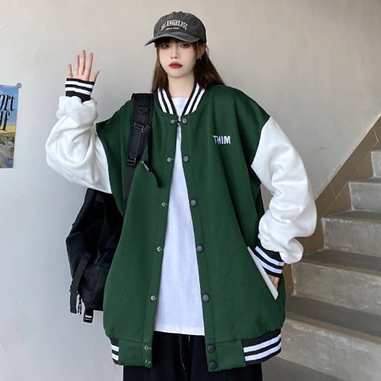 Áo khoác bomber nam nữ varsity jacket 2 lớp form rộng