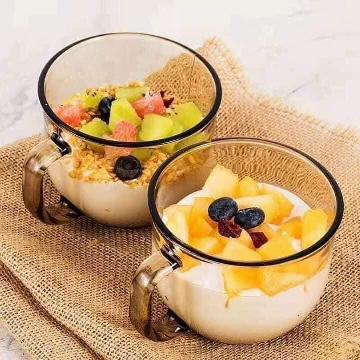 Cốc Thủy Tinh Hổ Phách Chịu Nhiệt Cao Cấp Đẹp Có Quai Dễ Thương