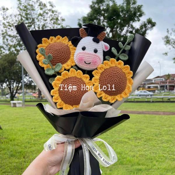 Bó hoa len hướng dương làm quà tặng kỷ niệm cho lễ tốt nghiệp
