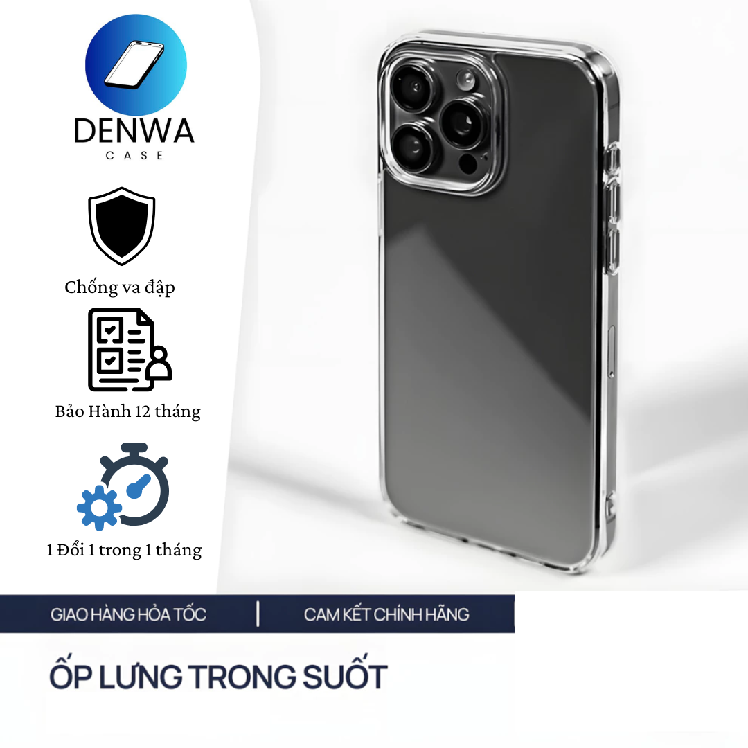 Ốp Lưng Điện Thoại Trong Suốt DENWACASEMagic Cover Ultra Crystal Case Chống Sốc Cho 11Promax - 16Promax