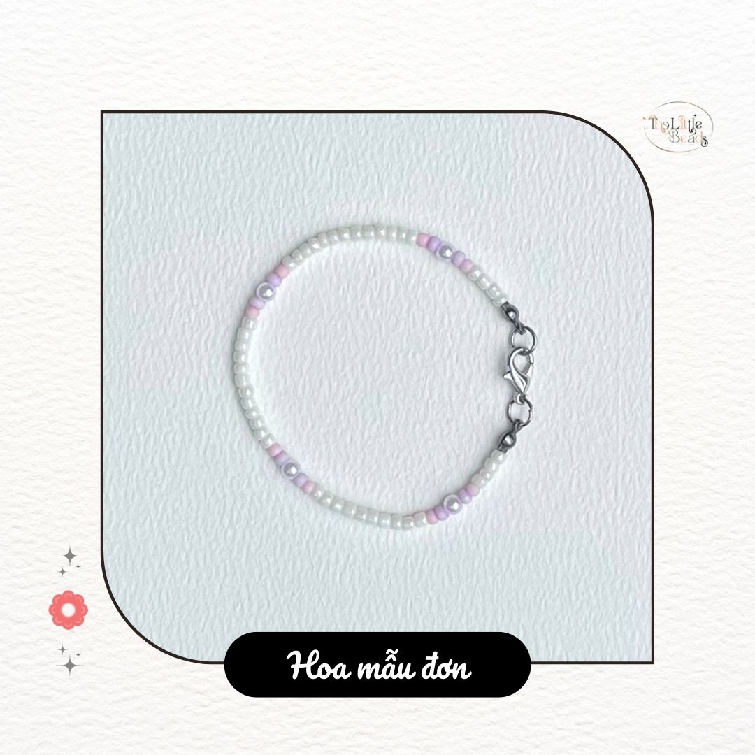 Vòng tay handmade The Little Beads "Hoa mẫu đơn" hạt cườm màu hồng và trắng