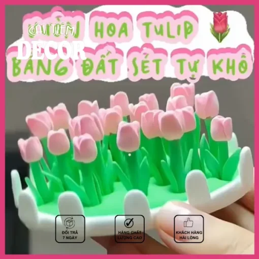 Vườn Tulip Đất Sét Khô Decor Tự Làm Xinh Xắn