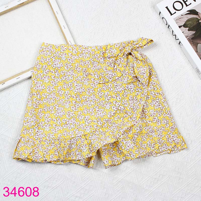 Quần Short Giả Váy Hoa Cho Bé Gái Đính Nơ Dễ Thương
