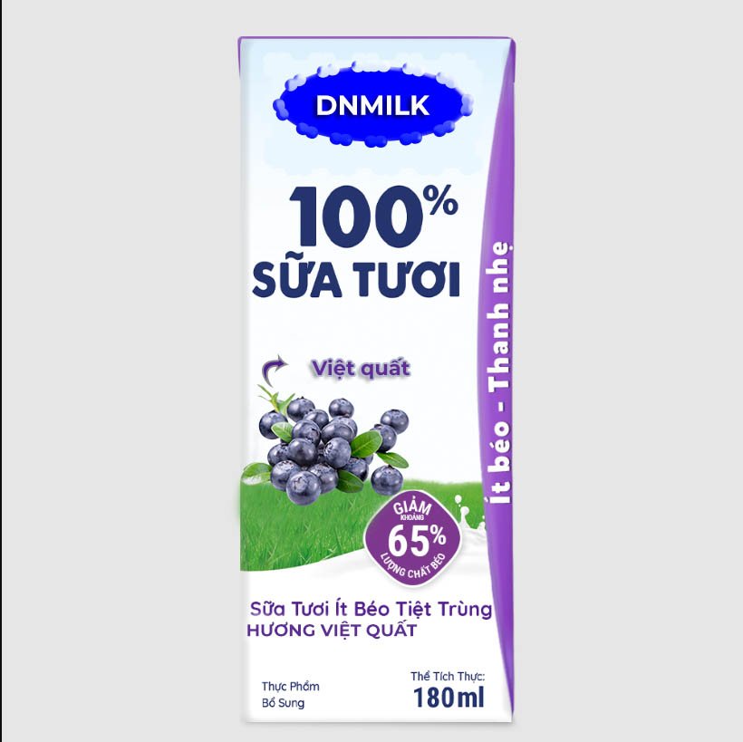 Sữa Tươi Tiệt Trùng DN Milk Hương Việt Quất Tử 180ml