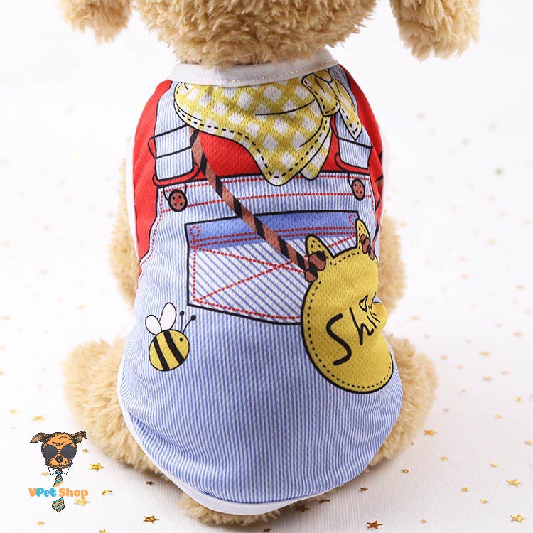 Áo thun cho mèo hình yếm túi chéo ong vàng