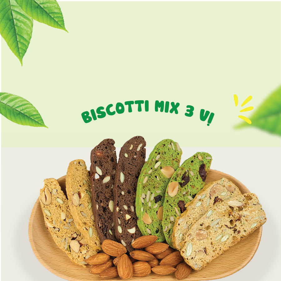 Bánh Biscotti mix 3 vị (200 gram) - Hạt Mộc