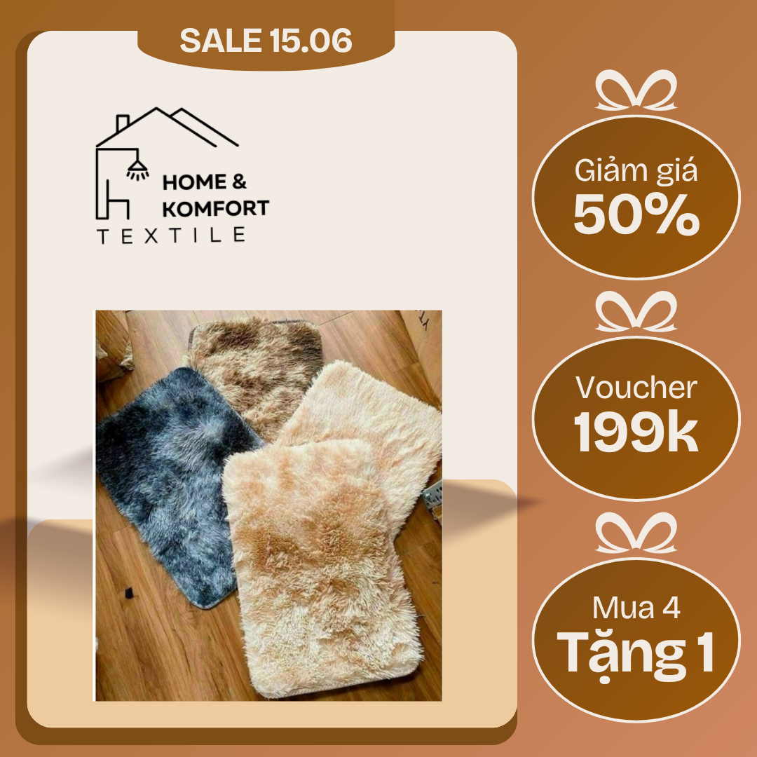 Combo 4 tấm thảm chùi chân lông loang, thảm chân phòng khách mềm mịn HKT