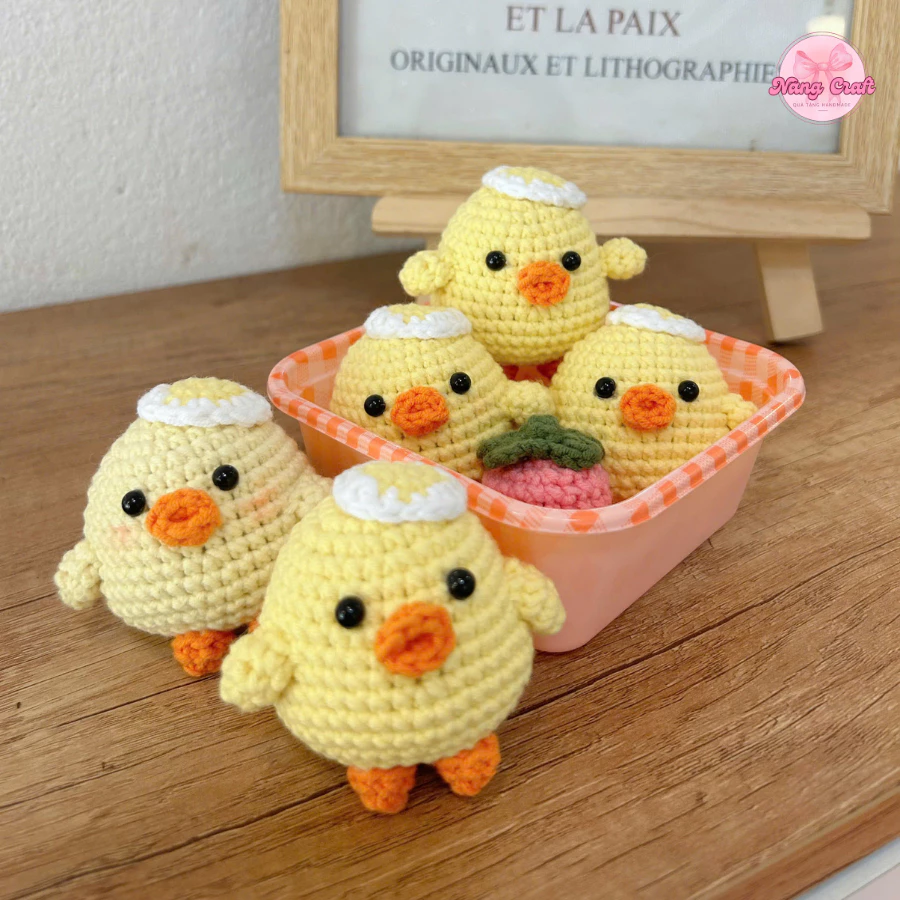 Móc khóa Nàng Craft vịt con mini đội trứng siêu dễ thương