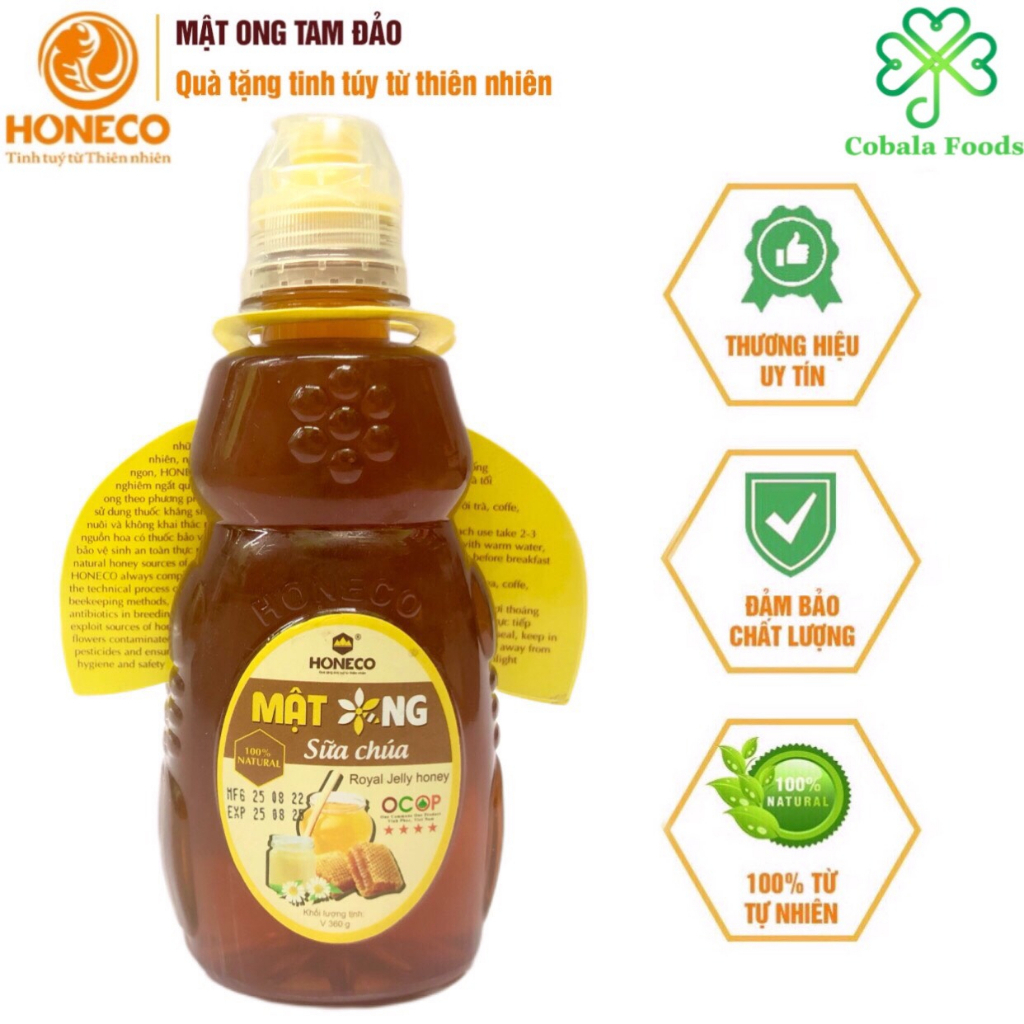 Mật Ong Sữa Chúa Honeco - Chai 360G - Sản Phẩm Đạt OCOP 4 sao