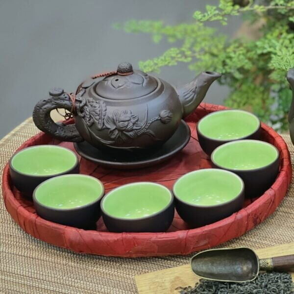 Bộ ấm trà tử sa 3 chân Bát Tràng