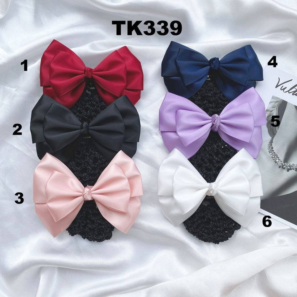 [TK339] BUỘC TÓC ĐÍNH NƠ BÚI LƯỚI VẢI LỤA SANTIN CAO CẤP - HÀNG THIẾT KẾ SANG TRỌNG