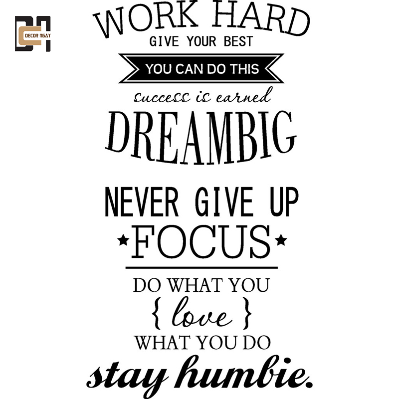 Giấy dán tường chữ truyền động lực WORK HARD - DREAM BIG