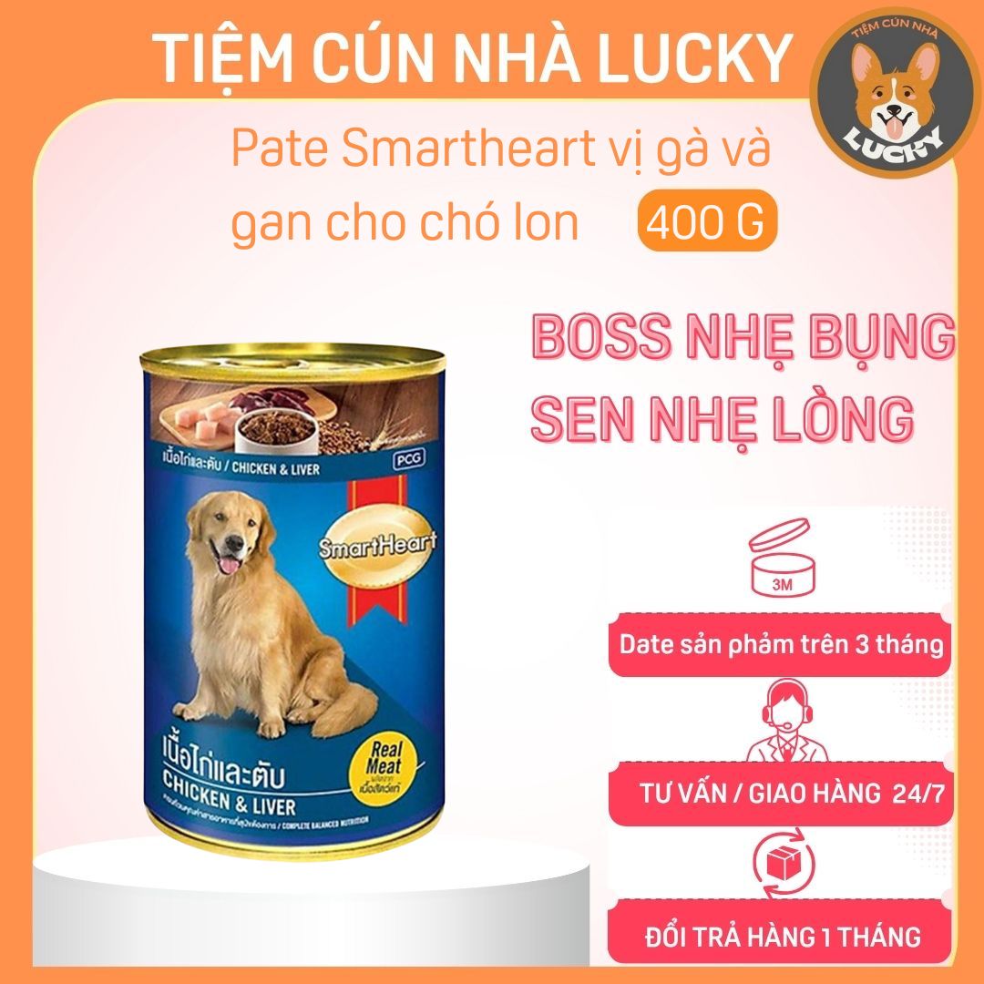 Pate Smartheart lon 400g vị gà & gan cho chó