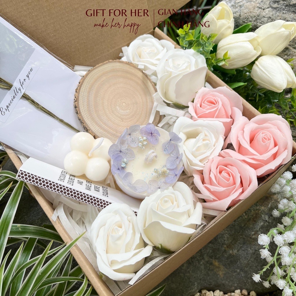 Set Quà Sinh Nhật Tặng Bạn Gái, Nữ, Người Yêu, Mẹ, Bạn Thân Tốt Nghiệp Ý Nghĩa [GIỐNG ẢNH 100% ] - Nến Thơm Handmade