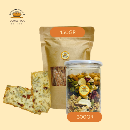Combo Ngũ Cốc Dinh Dưỡng Ăn Kiêng Goutee Food Hộp 300G + Bánh Biscotti Nguyên Bản Không Đường 150G