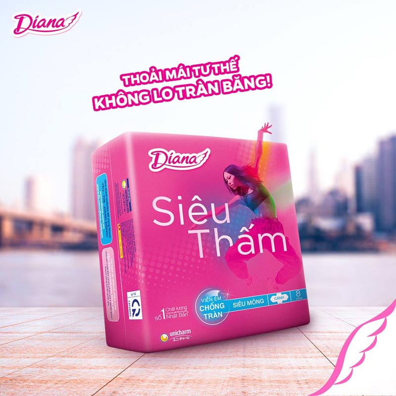 Băng vệ sinh Diana siêu thấm siêu mỏng cánh 20 miếng/gói