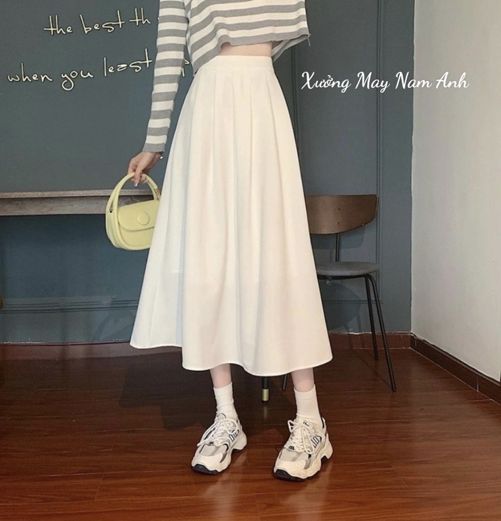 Chân Váy Xếp Ly Dáng Dài Hai Lớp Lên From Xinh